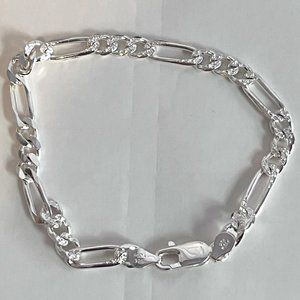 PGDA 925 Sterling Silver 9" Figaro Chain Link 5mm Bracelet